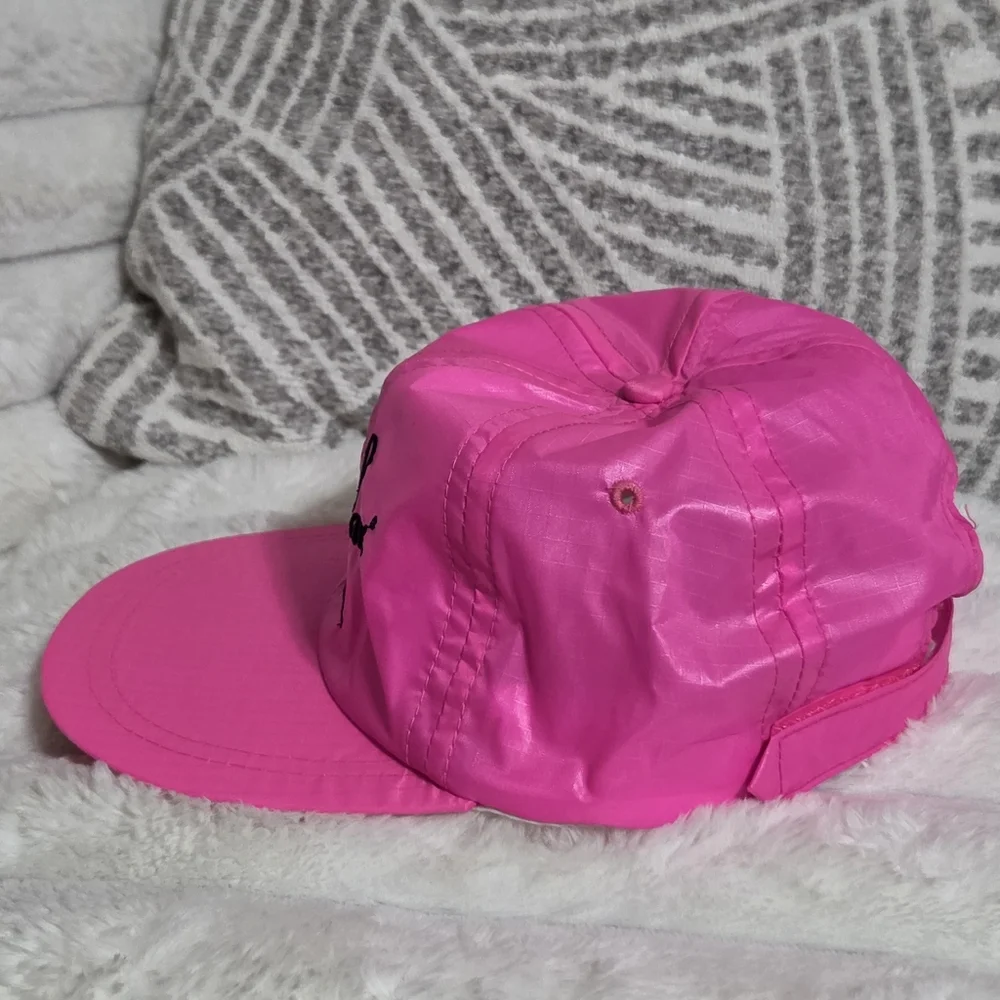 Rare Vintage‎ Ray-Ban Neon Pink Satin Baseball Cap Bump Bonnets Ski Headwear